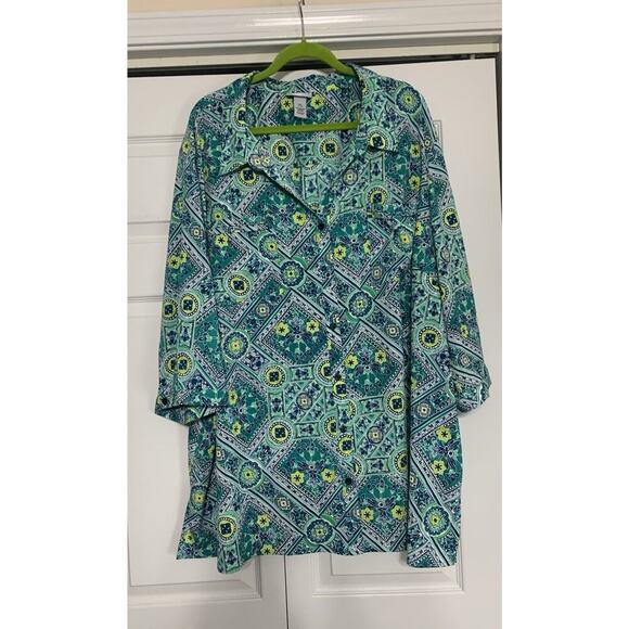 NWT Catherine’s Multi Color Button Up Tunic Top Blouse 5X - Picture 1 of 7